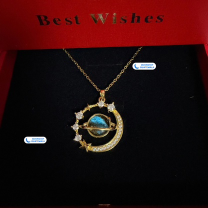 Joyero de 9 Rosas Eternas con Collar Saturno de Regalo