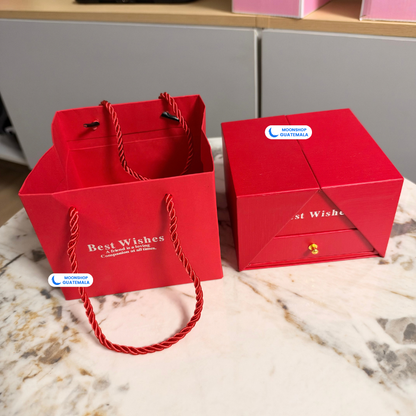 Joyero de 9 Rosas Eternas con Collar Saturno de Regalo