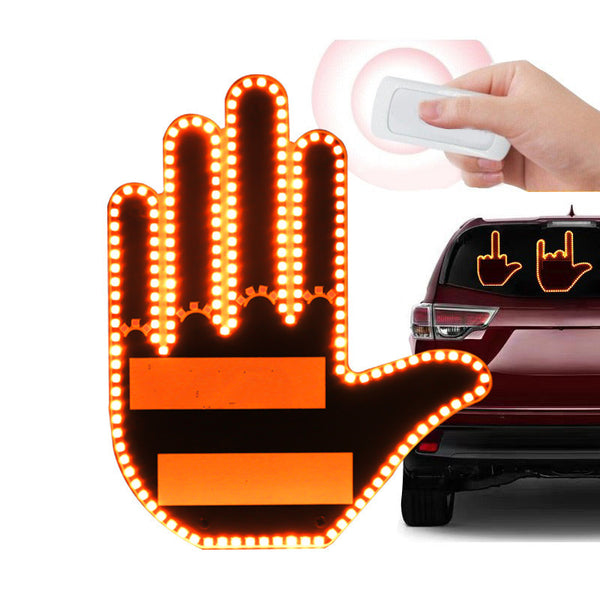 Mano LED con 3 tipos de iluminación para demostrar agradecimiento o enojo en el carro