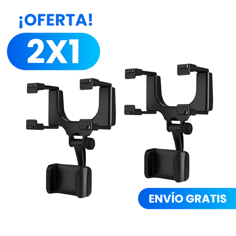 Soporte de celular para carro que se fija al espejo retrovisor con giro 360 grados