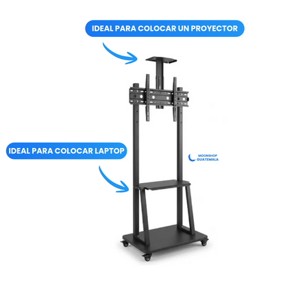 Soporte Móvil de Piso Reforzado para TV de 32" a 75" Carrito de Doble Columna en Acero Negro