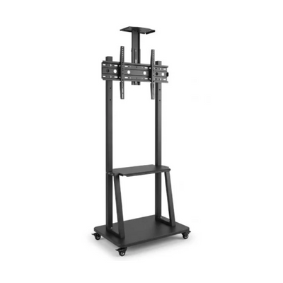 Soporte Móvil de Piso Reforzado para TV de 32" a 75" Carrito de Doble Columna en Acero Negro