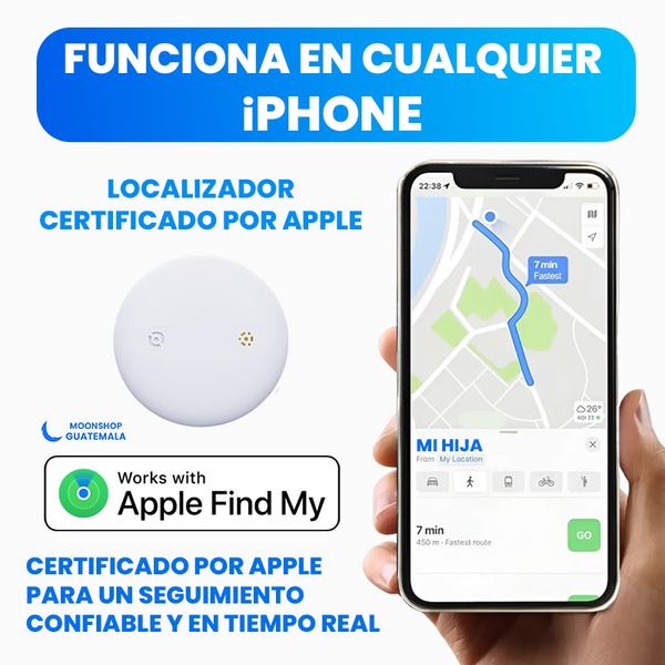 Localizador de las plantillas funcionando con Find My en un iPhone