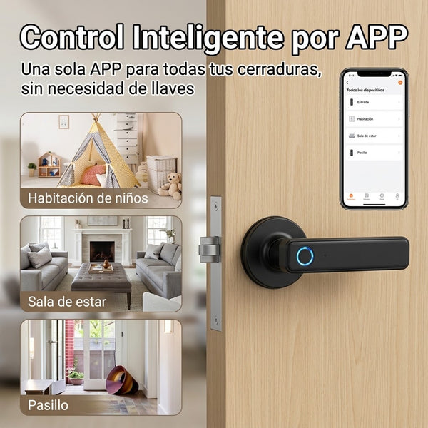 Cerradura Electrónica para Puerta de Entrada con App,  Huella Digital y Clave