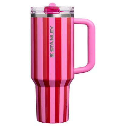 Vaso con popote abatible — Rayas menta