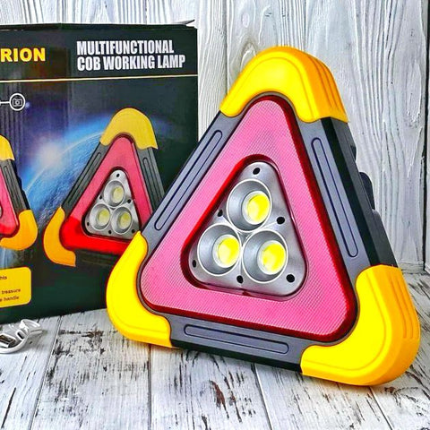 Triángulo de emergencia recargable solar LED Orion OR-7709 con linterna y power bank