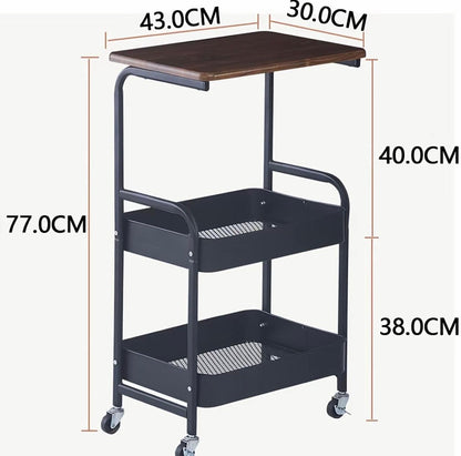 Medidas del carrito organizador: 77 cm de alto y tapa de madera de 43 por 30 cm