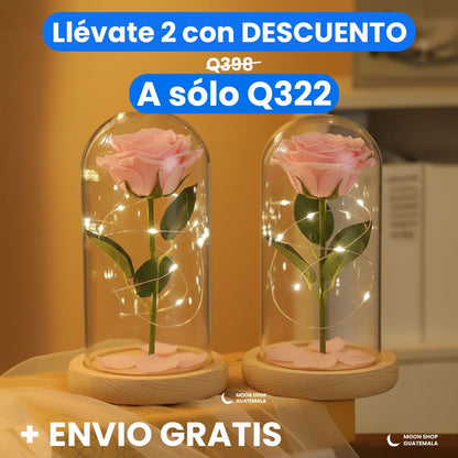 Rosa de la Bella y la Bestia 🌹 Lámpara Rosa Eterna en Cúpula de Cristal ✨