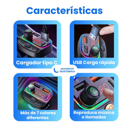 Transmisor Bluetooth y Cargador Tipo C - USB Carga rápida ✨