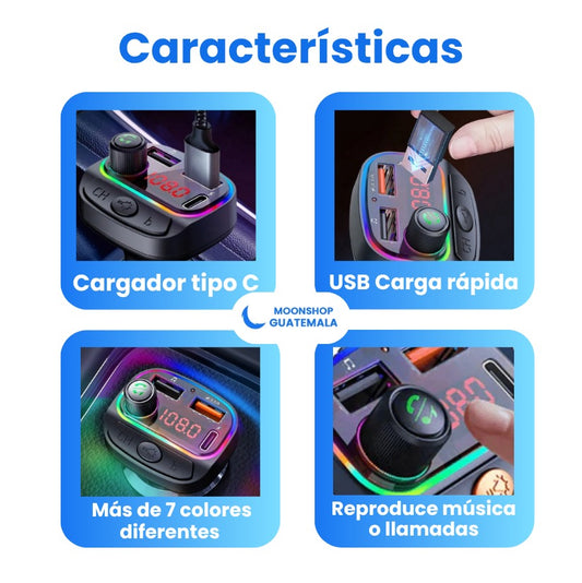 Transmisor Bluetooth y Cargador Tipo C - USB Carga rápida ✨