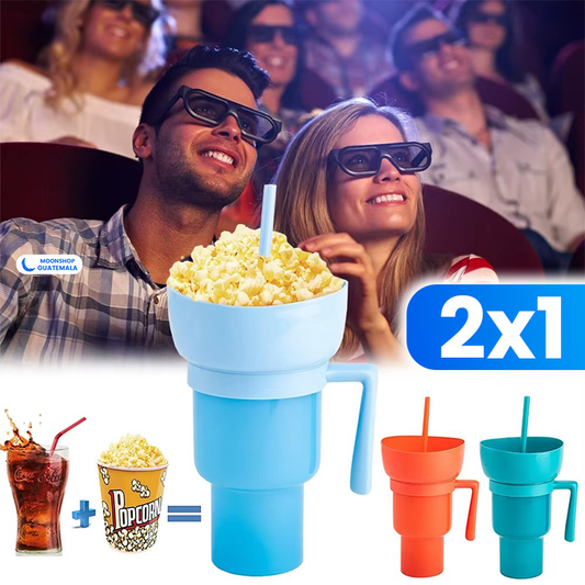 OFERTA 2X1 ⭐ Vasos para Snacks 2 en 1 - Lleva bebida y golosinas juntos