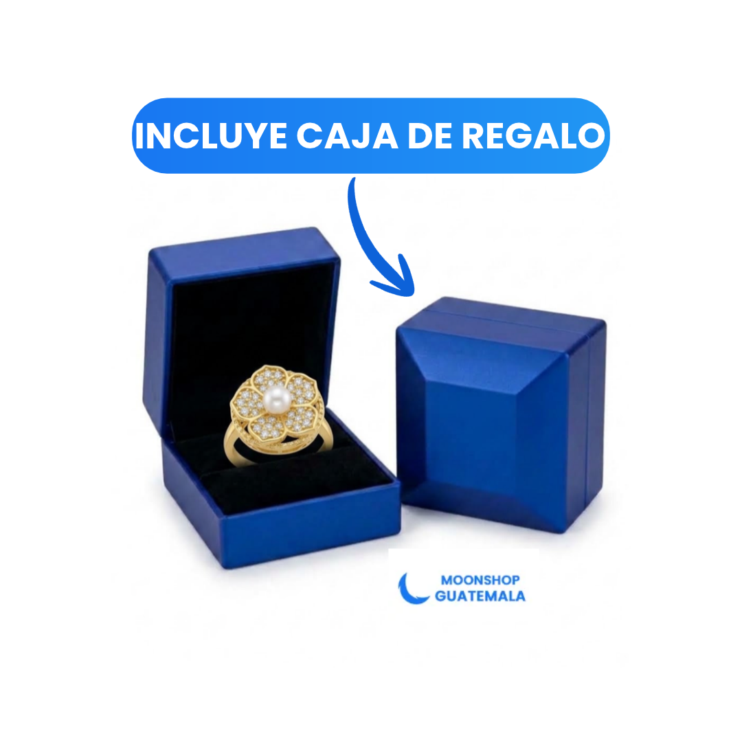 Anillos Anti Estres Flor con Perla  + Caja de regalo GRATIS