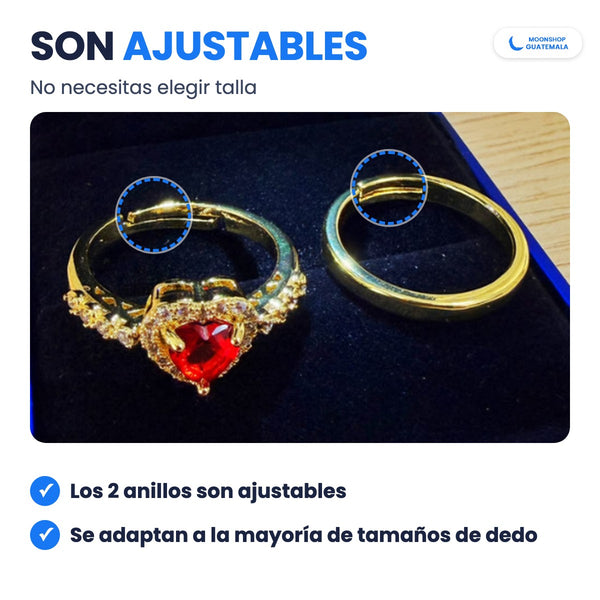 Anillos para parejas ajustables: se adaptan a la mayoría de tamaños de dedo, sin elegir talla