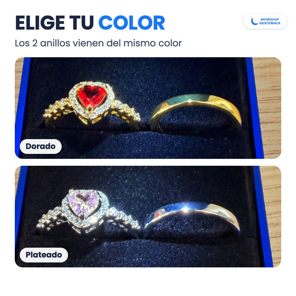 Anillos para parejas en sus dos colores: dorado y plateado, los 2 anillos del mismo color