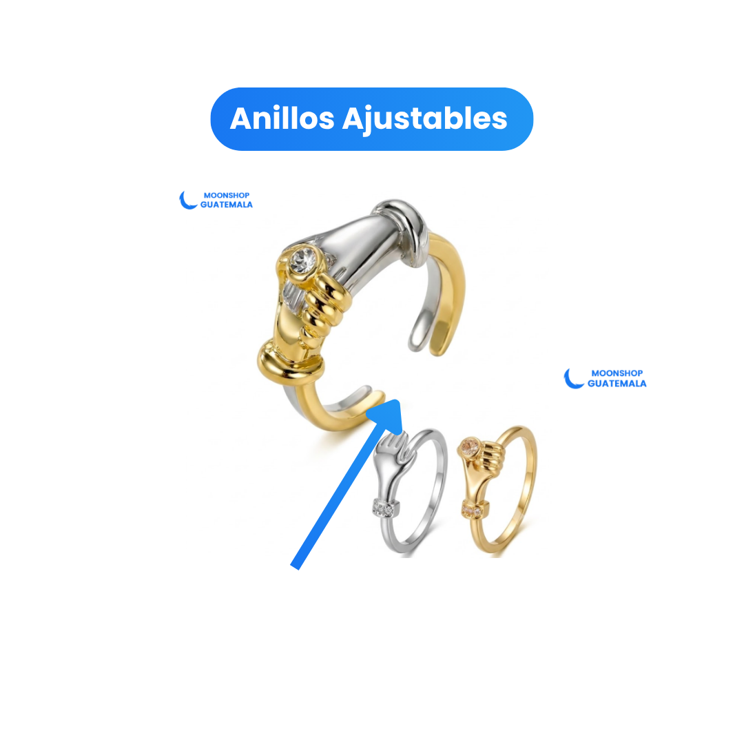 Anillo de Manos Para Parejas, Anillo Apilable y Ajustable 🤝✨