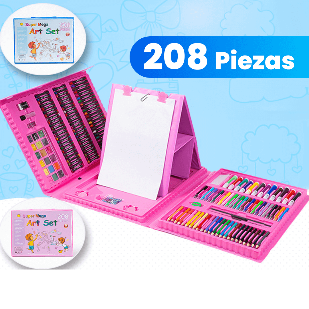 Set de Arte Completo 🎨 208 Piezas ⭐ Todo en 1 para Colorear y Pintar