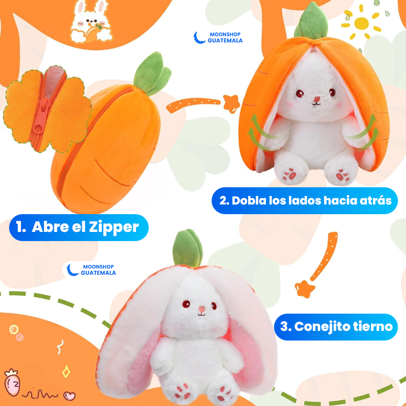 Conejito Zanahoria, Fresa que Respira 💤 Alivia la Ansiedad, Estrés y Duerme Mejor ✨