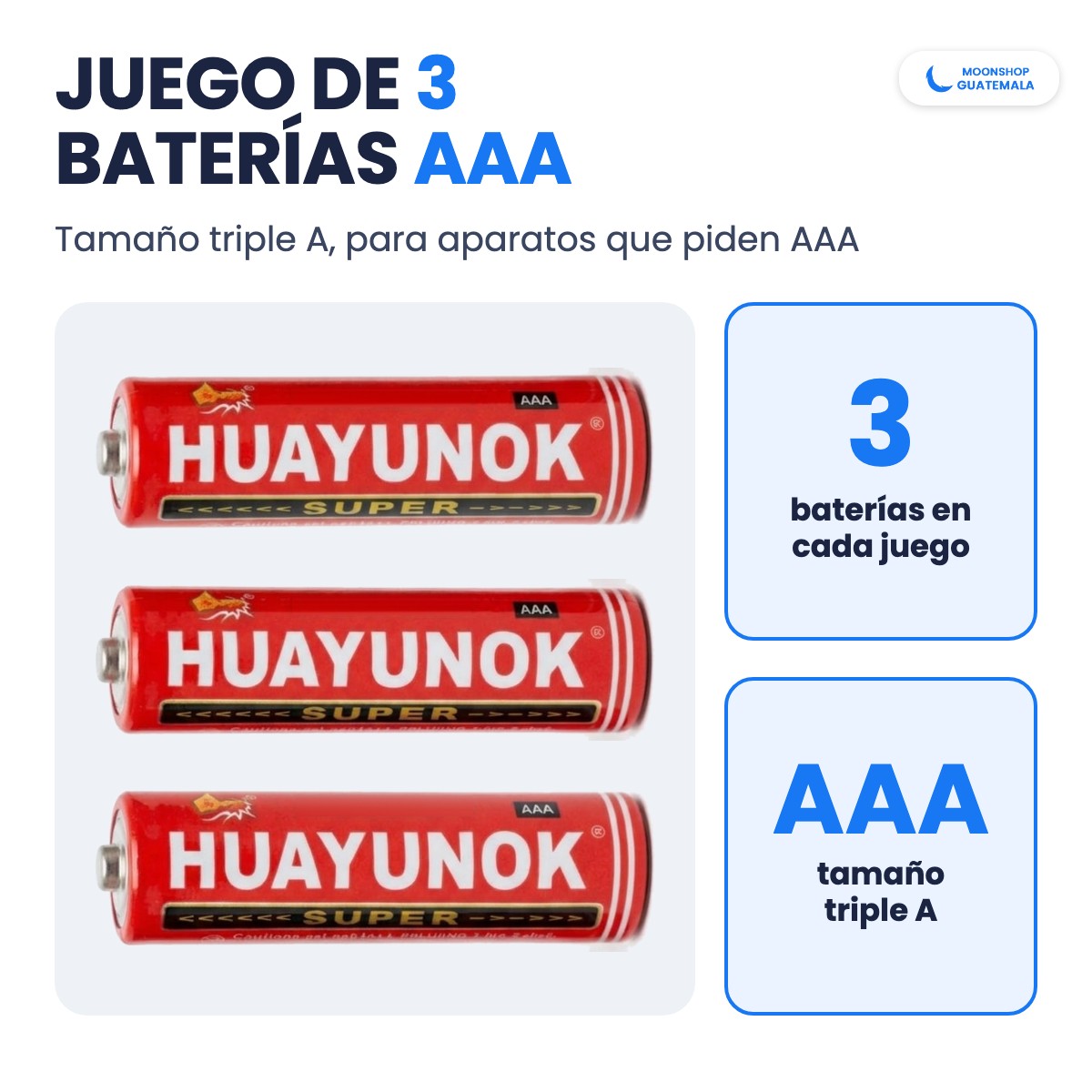 Juego de 3 baterías tamaño AAA (triple A)