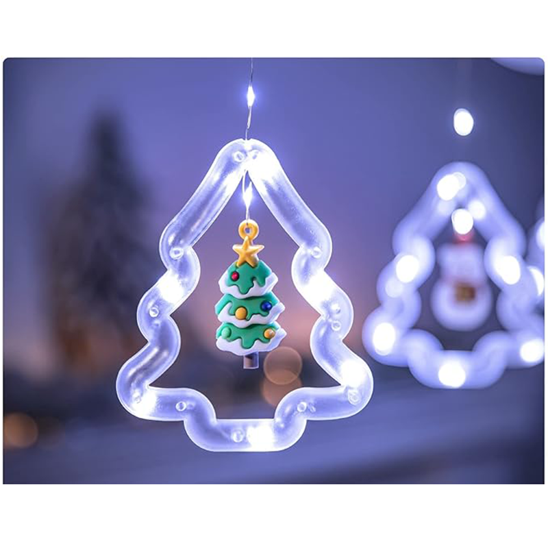 Serie Cascada Pino y Circulo con Personajes De Navidad Color Blanco -  4.5 METROS
