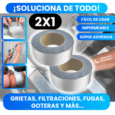 Cinta Impermeable de Aluminio y Butilo, 5 m x 5 cm, para Fugas, Grietas y Goteras (2x1)