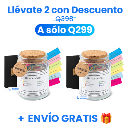Versículos impresos en papel resistente dentro del frasco bíblico