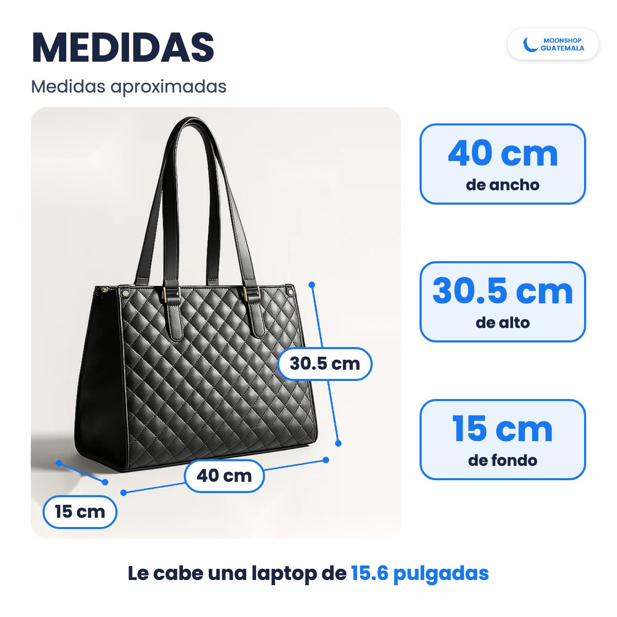 Medidas del bolso cartera con lonchera: 40 cm de ancho, 30.5 cm de alto y 15 cm de fondo