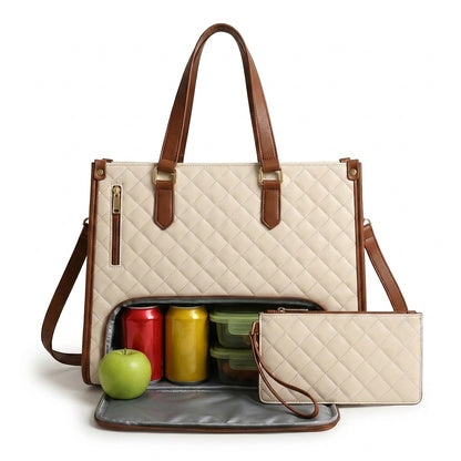 Bolso 3 en 1 con Compartimento Térmico para Comida ✨ Interior Impermeable + Cosmetiquera GRATIS