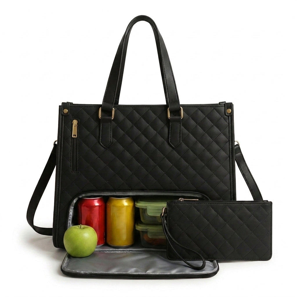 Bolso 3 en 1 con Compartimento Térmico para Comida ✨ Interior Impermeable + Cosmetiquera GRATIS