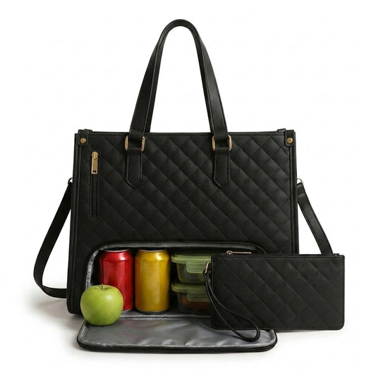Bolso 3 en 1 con Compartimento Térmico para Comida ✨ Interior Impermeable + Cosmetiquera GRATIS