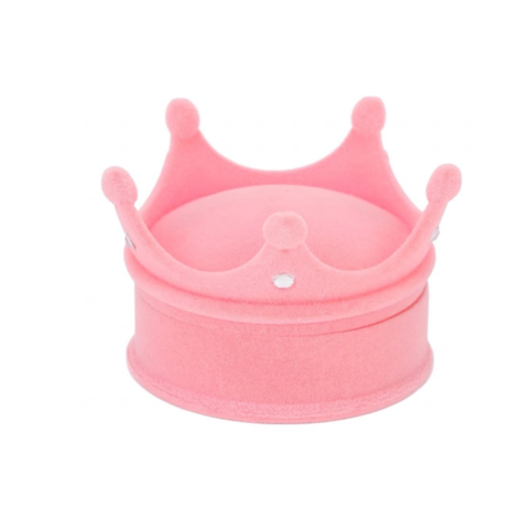 Estuche para Anillo en Forma de Corona de Terciopelo Rosa