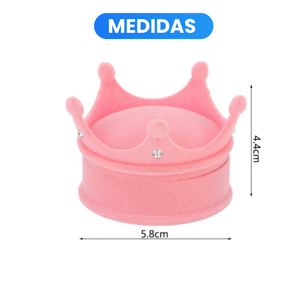 Estuche para Anillo en Forma de Corona de Terciopelo Rosa