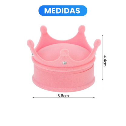 Estuche para Anillo en Forma de Corona de Terciopelo Rosa