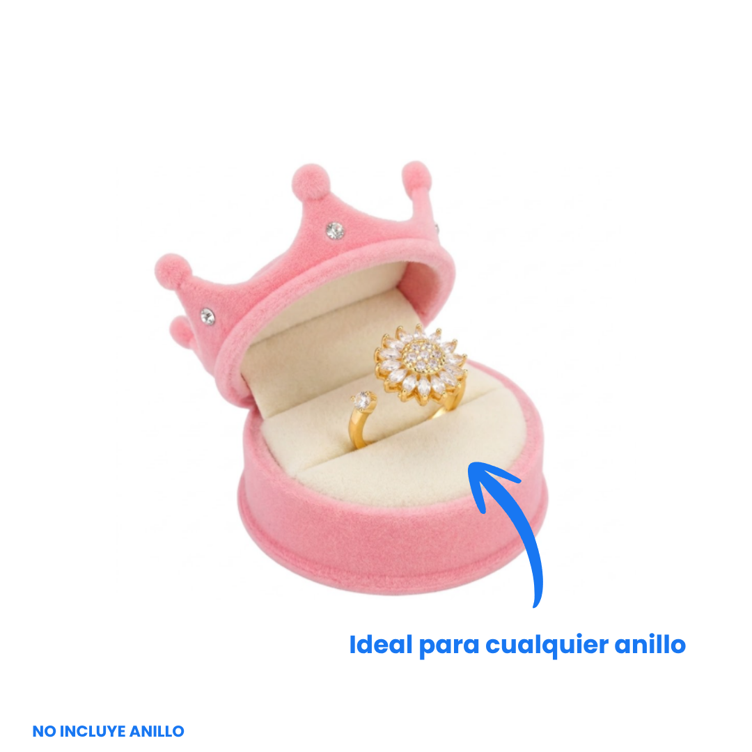 Estuche para Anillo en Forma de Corona de Terciopelo Rosa