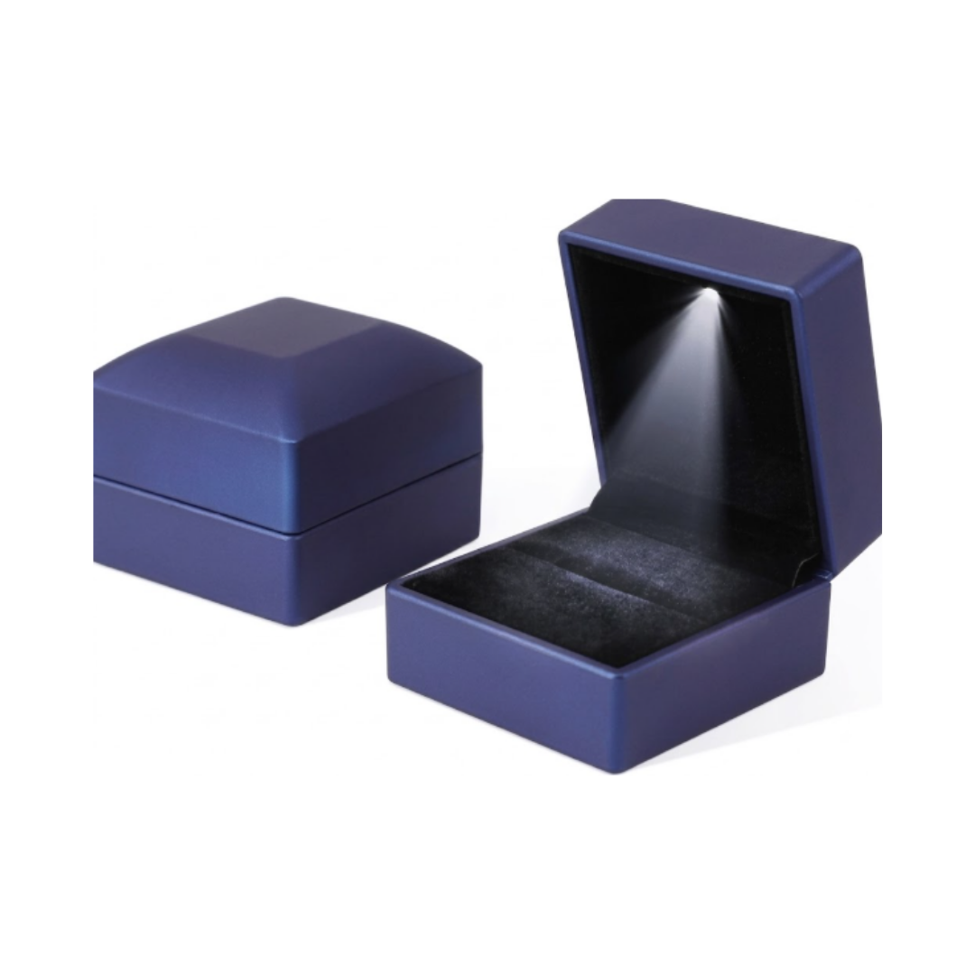 Estuche de Lujo para Anillo con Luz LED Integrada Color Azul