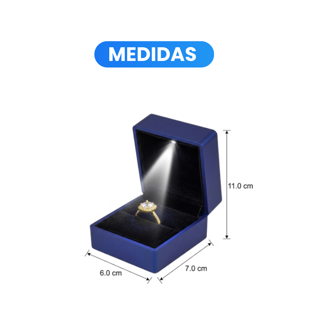 Estuche de Lujo para Anillo con Luz LED Integrada Color Azul