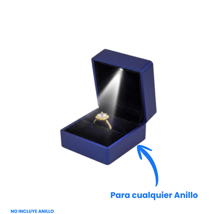 Estuche de Lujo para Anillo con Luz LED Integrada Color Azul