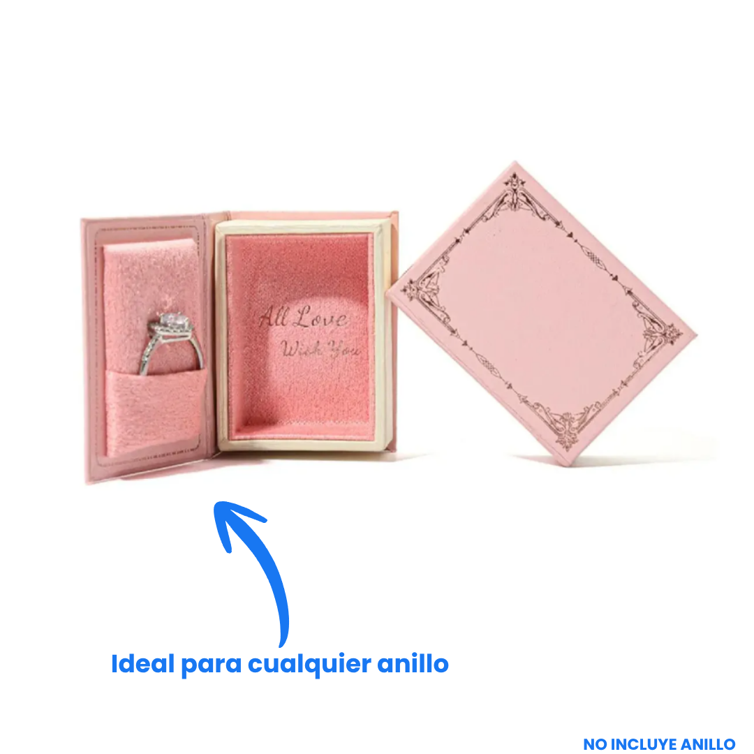 Cajita para Anillo en Forma de Libro Color Rosa Pastel