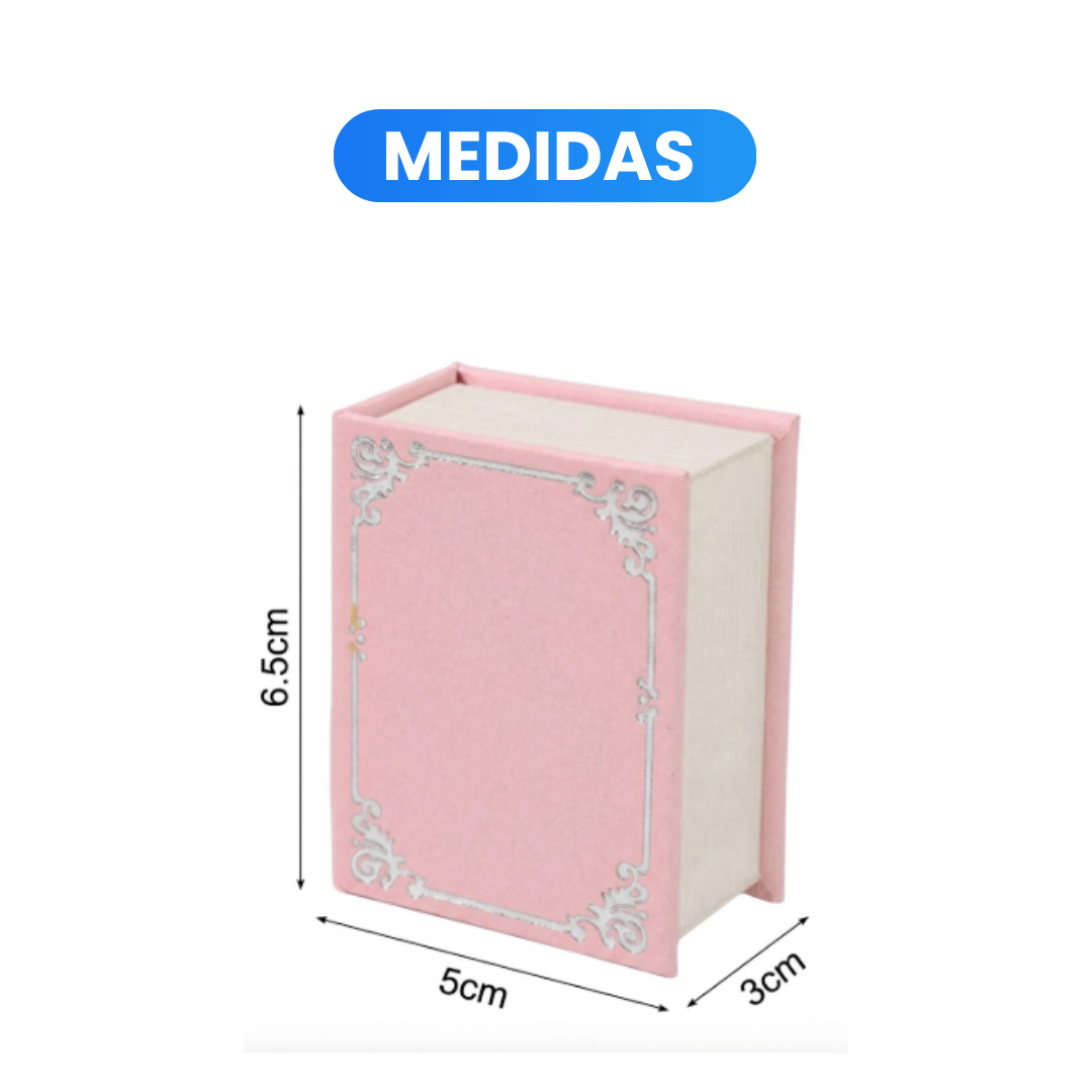 Cajita para Anillo en Forma de Libro Color Rosa Pastel