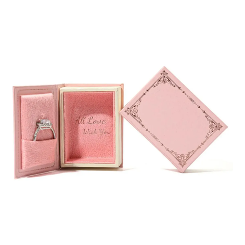 Cajita para Anillo en Forma de Libro Color Rosa Pastel