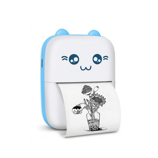 Mini Impresora Térmica Portátil Gatita Bluetooth Smartec Celeste
