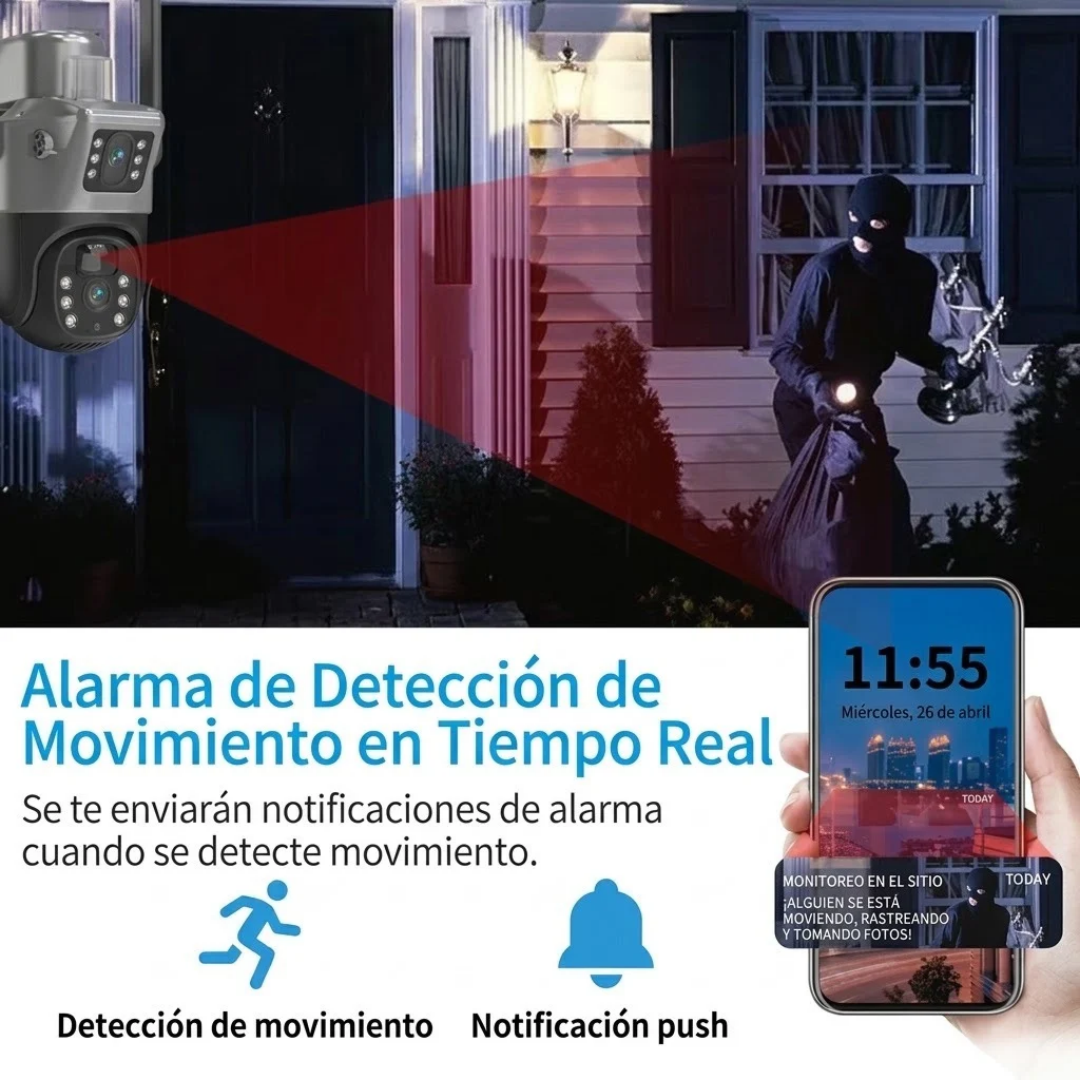 Cámara de Seguridad Solar 4G Inteligente Conexión para Chip SIM, Giro de 355° Visión Nocturna a Color con micro de 64 GB A003