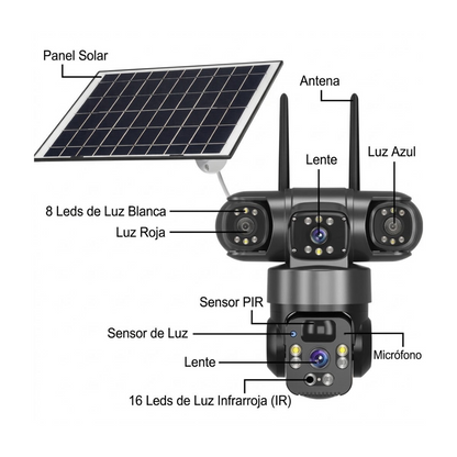 Cámara de Seguridad Solar 4G Inteligente 1080p Certificación IP67 y Monitoreo Remoto