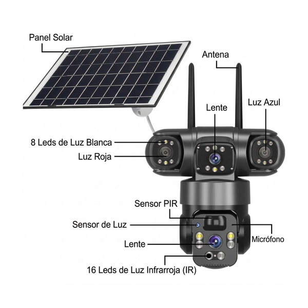 Cámara de Seguridad Solar 4G Inteligente 1080p Certificación IP67 y Monitoreo Remoto