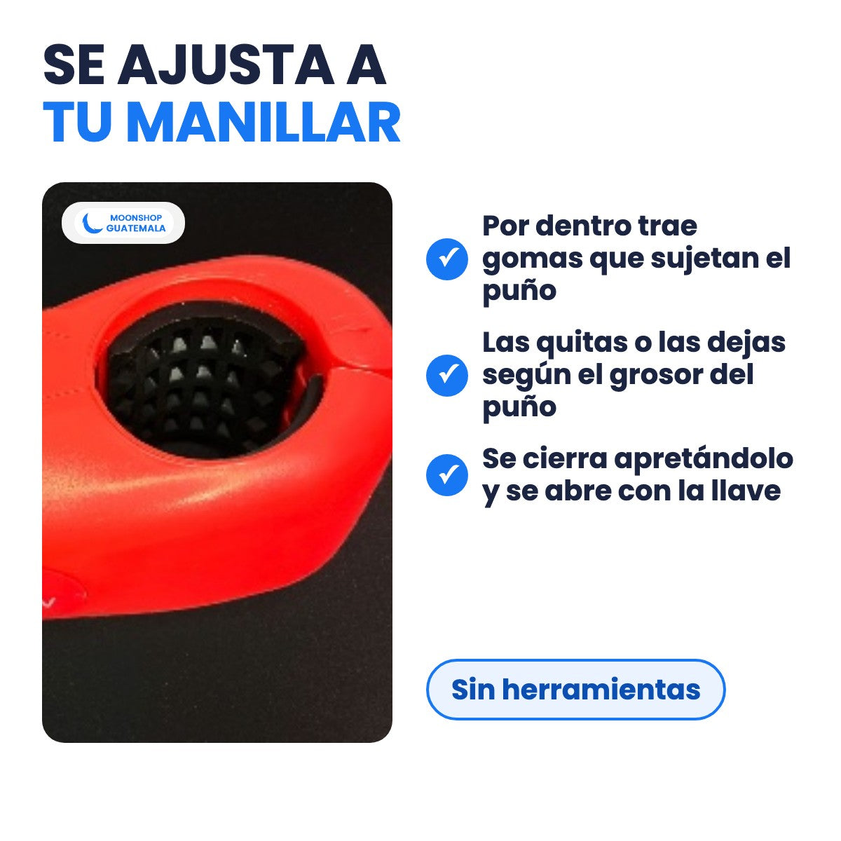 Por dentro del candado para moto: gomas que sujetan el puño del acelerador y se ajustan a su grosor