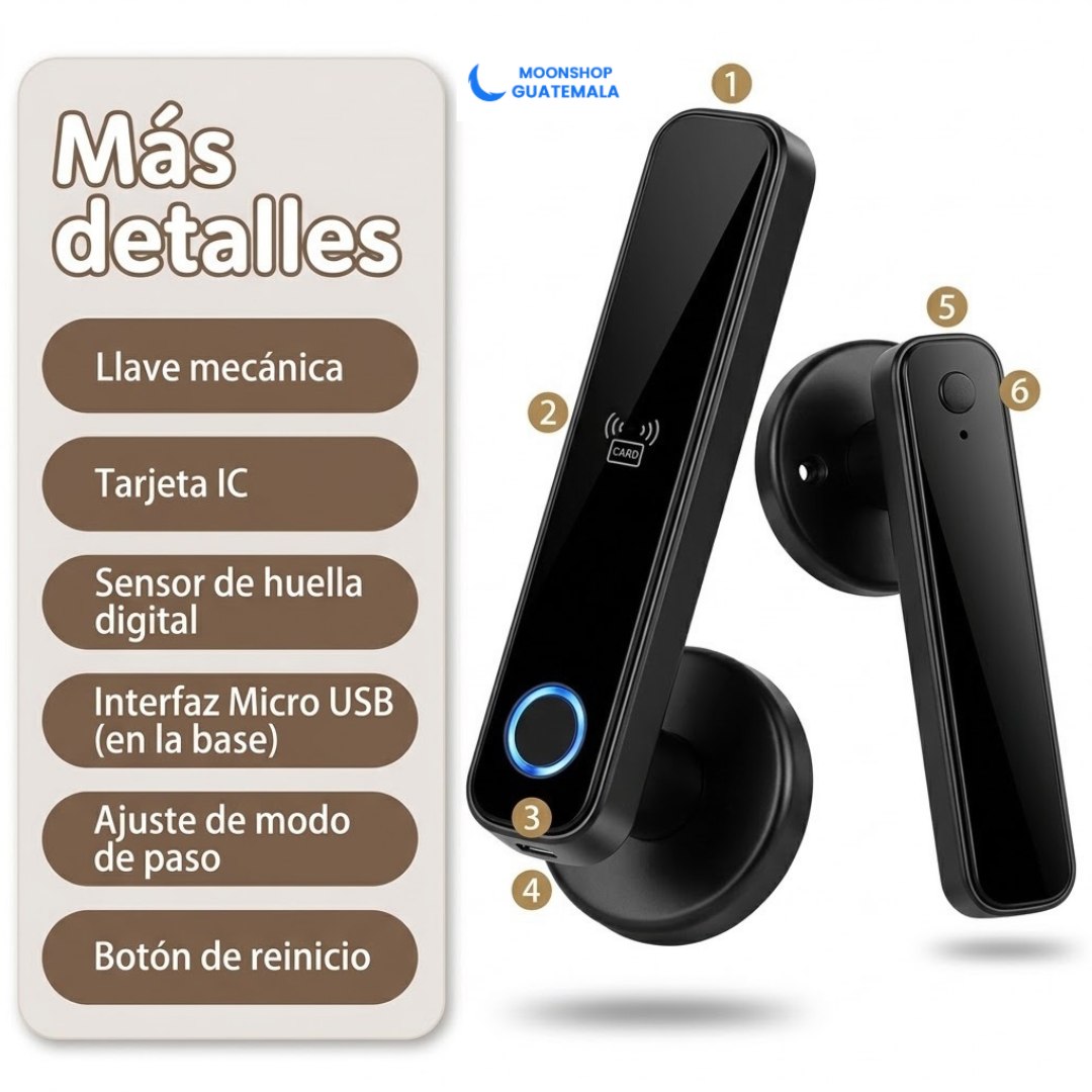 Cerradura Electrónica para Puerta de Entrada con App,  Huella Digital y Clave