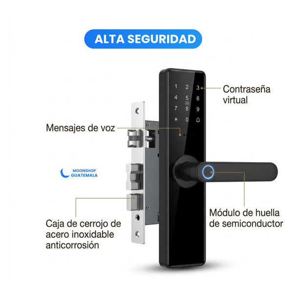 Cerradura Inteligente de Alta Seguridad Electrónica Wifi / Bluetooth para Puerta de Entrada con Huella Digital en Manija