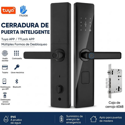 Cerradura Inteligente de Alta Seguridad Electrónica Wifi / Bluetooth para Puerta de Entrada con Huella Digital en Manija