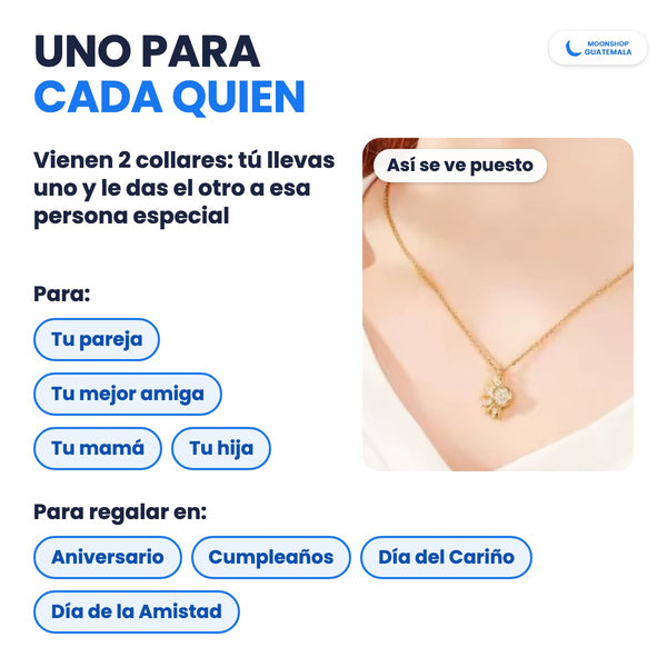 Collar ECLIPSE, uno para cada quien: el sol dorado puesto; para tu pareja, tu mejor amiga, tu mamá o tu hija, en aniversarios, cumpleaños, Día del Cariño y Día de la Amistad