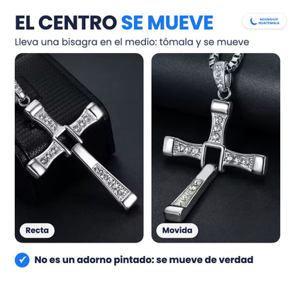 El centro del Collar Cruz de Toretto se mueve: la cruz recta y con el brazo de abajo movido por la bisagra del medio