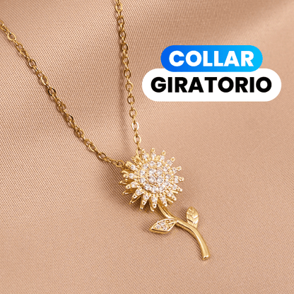 🌻 Collar de Girasol Giratorio + Dedicatoria Día de la Madre